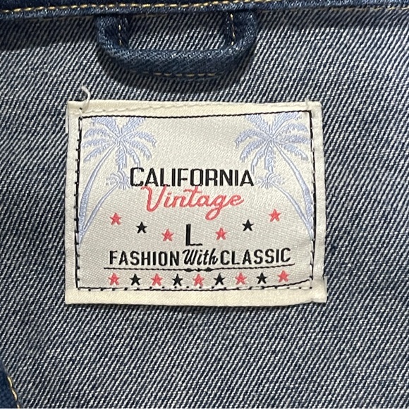 California Vintage Womens Juniors Denim Jean Jacket Size Large Button Front - Picture 3 of 9